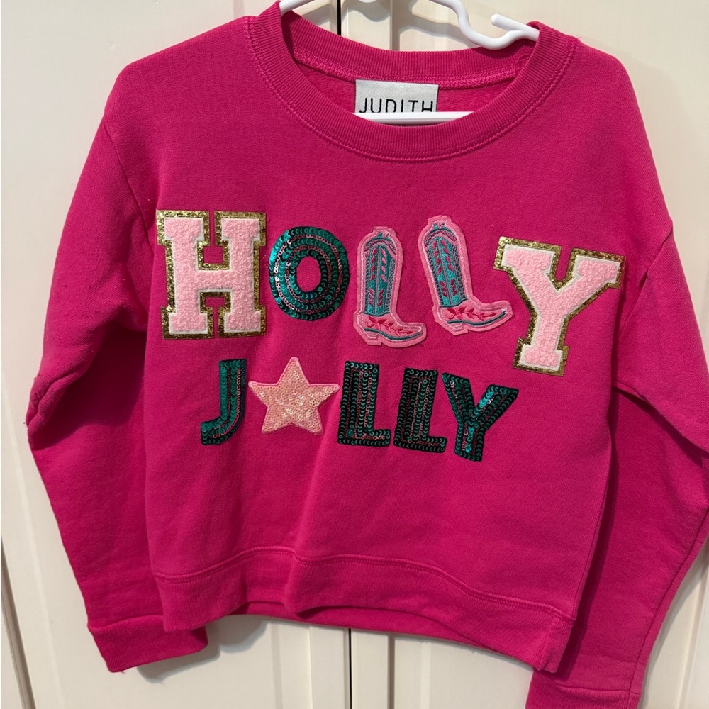 Judith March Pink 'Holly Jolly' Kids Sweatshirt
